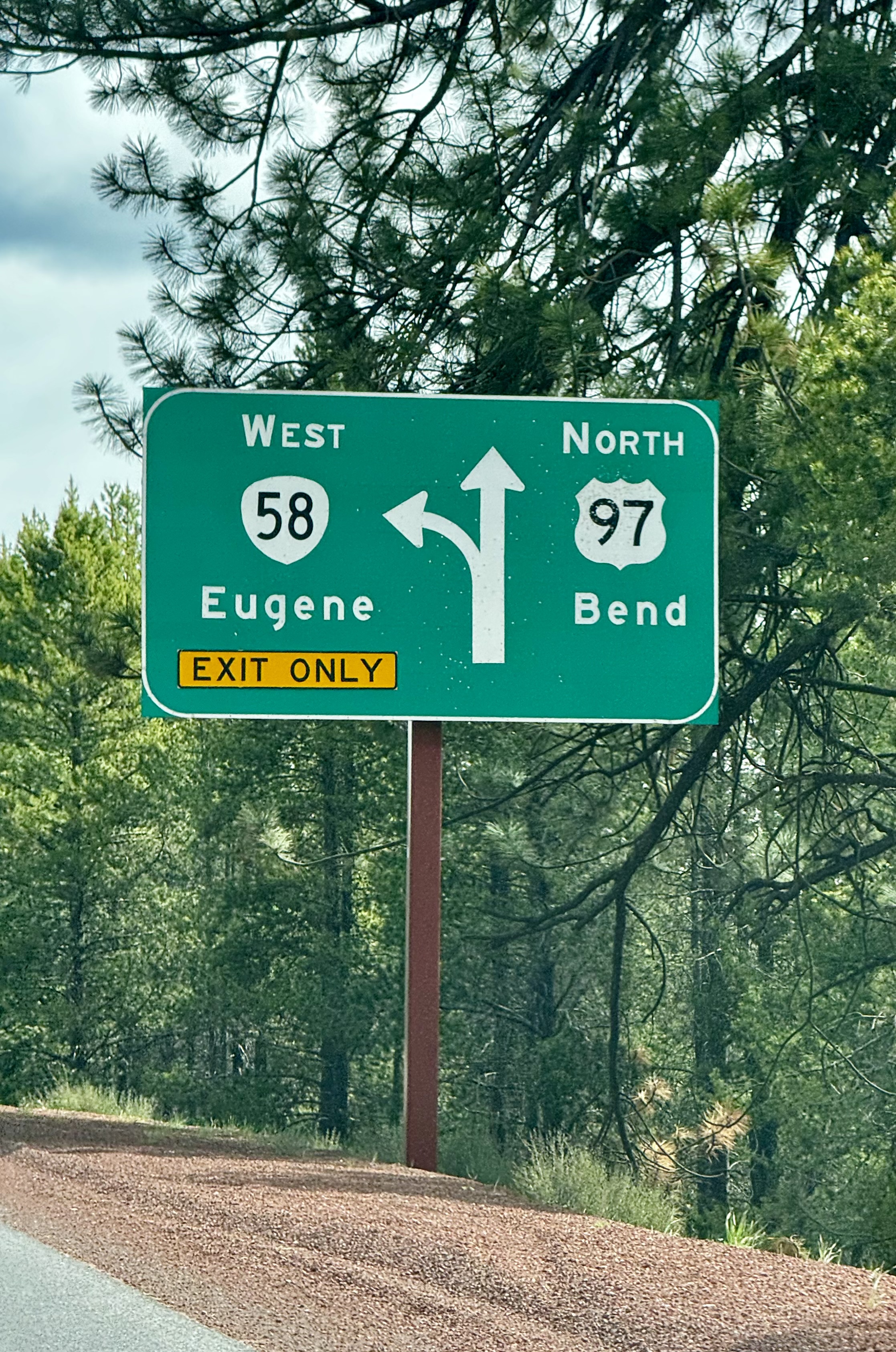 Road sign to Bend, Oregon